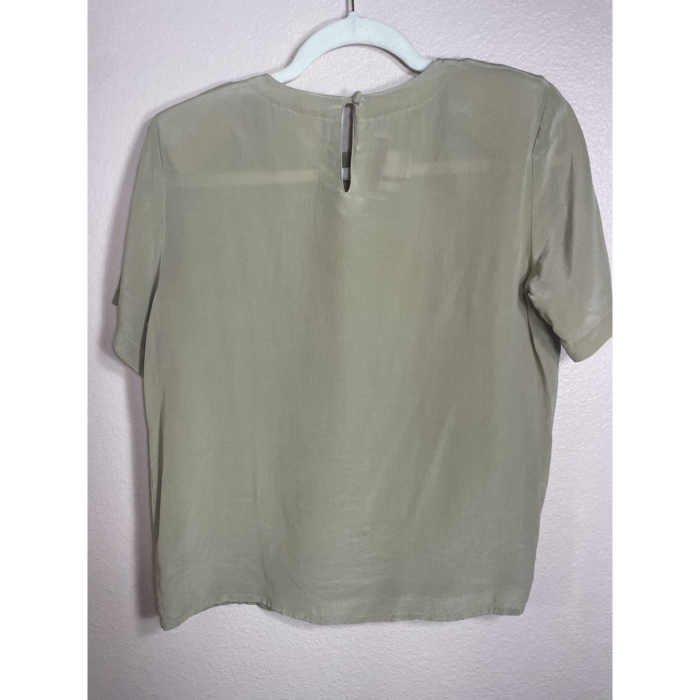 Westbound Silk Blouse Womens S Nude Tan Short Sleeve Lightweight Top - Picture 2 of 7